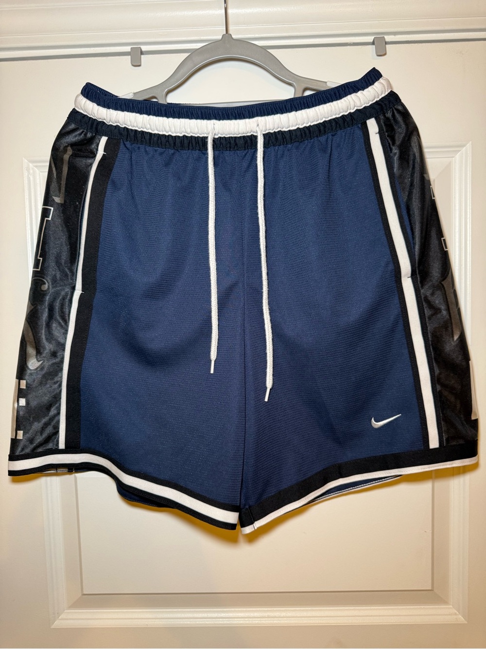 Nike Men's Medium Navy Blue Athletic Shorts with White Trim